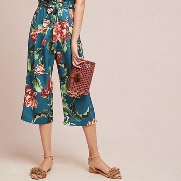 PatBO Pants - PatBO Botanica Floral Belted Cropped Pants